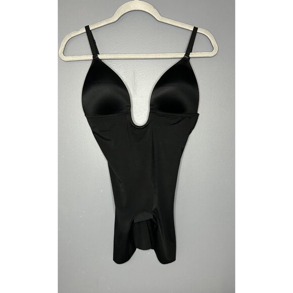 Spanx Bodysuit Womens Medium Black Suit Your Fancy Plunge Bra Low-Back Shapewear - Picture 2 of 14